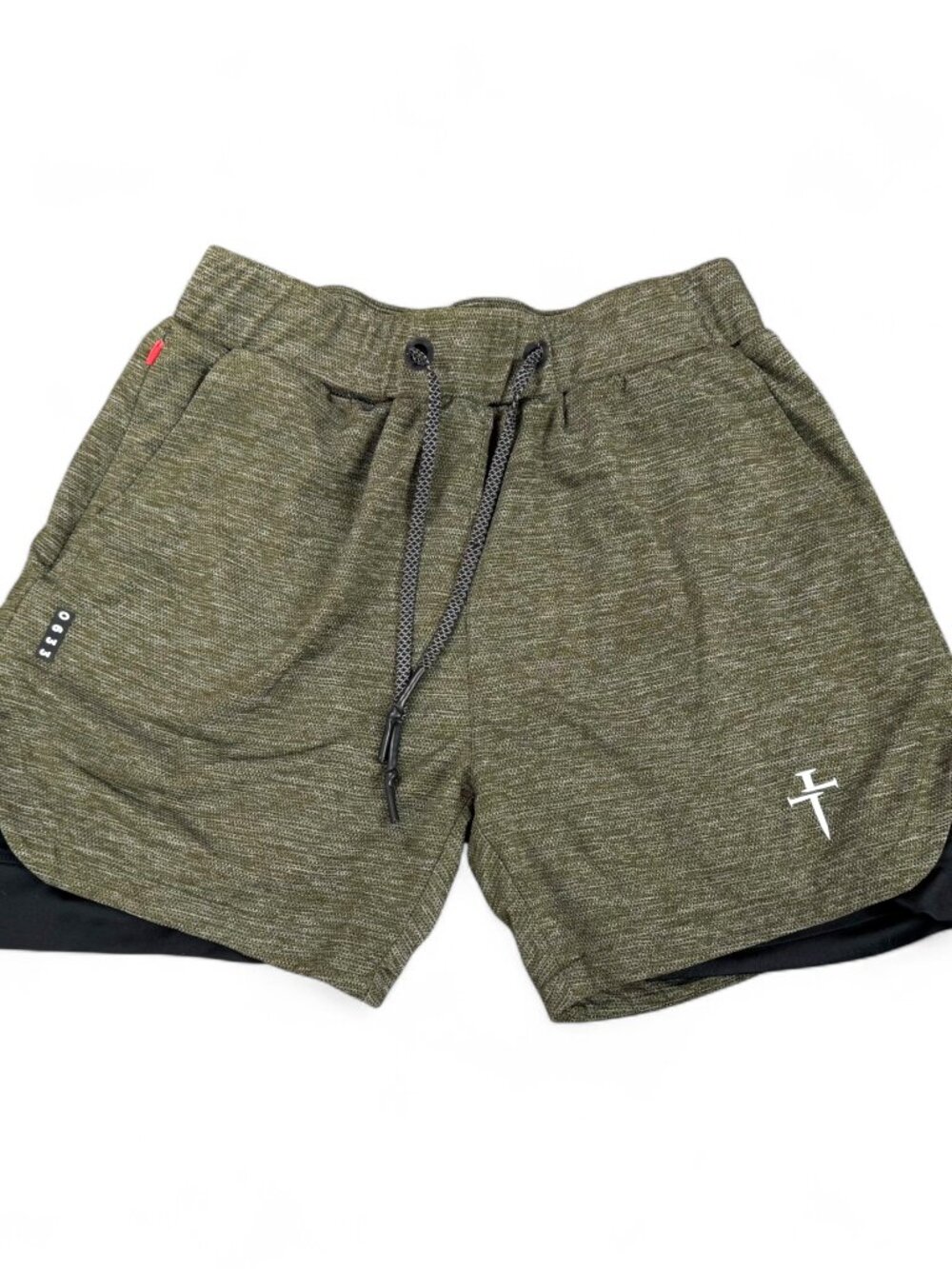 Three Nails 0633 Shorts Heathered Green Size S Lined Athletic Training 5" Inseam
